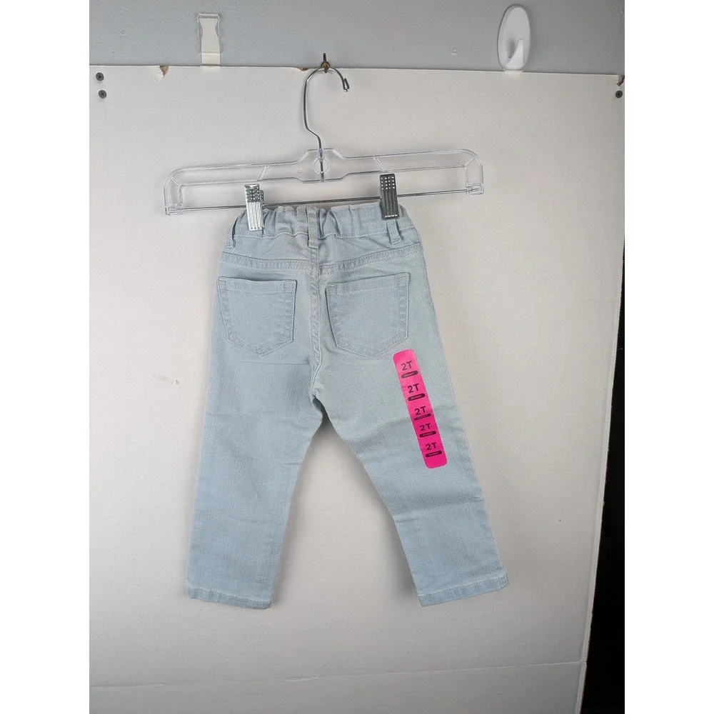 The Childrens Place Toddler Girls Light Wash Skinny Jeans Adjustable Waist 2T